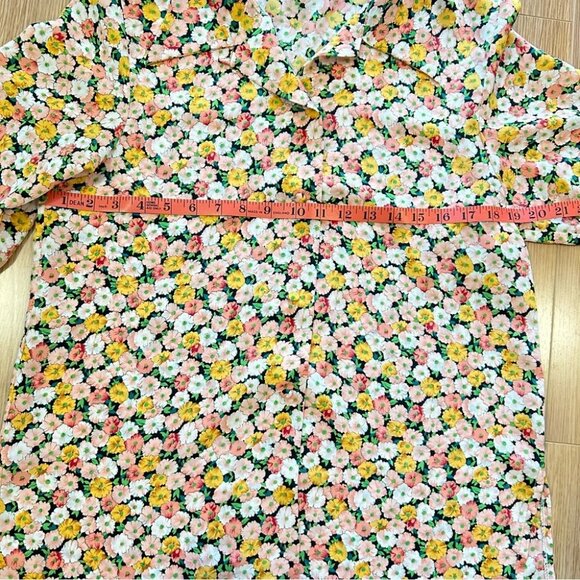 Vintage Floral Long Sleeve Button-Up Blouse Yellow - Picture 9 of 10